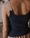 BASERANGE 25 Spring/Summer France Organic Cotton Contrast Color Vest Suspender Top BAS-TOSU-RC-SP25-AMPERA BLUE